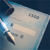 blank check with pen