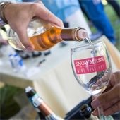 pouring glass of wine at wine fest